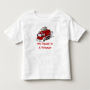 T-shirt Pour Les Tous Petits MON PAPA EST un camion de pompiers de rouge