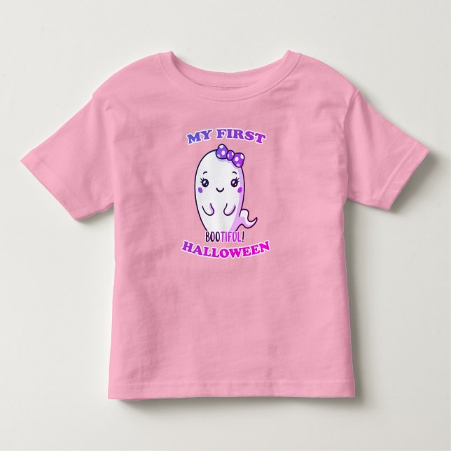 T-shirt Pour Les Tous Petits Mon premier Halloween, adorable petite fille migno (Devant)