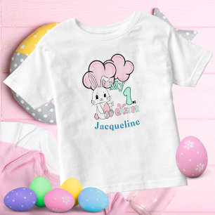 T-shirt Pour Les Tous Petits Mon premier lapin de bébé rose mignon de Pâques