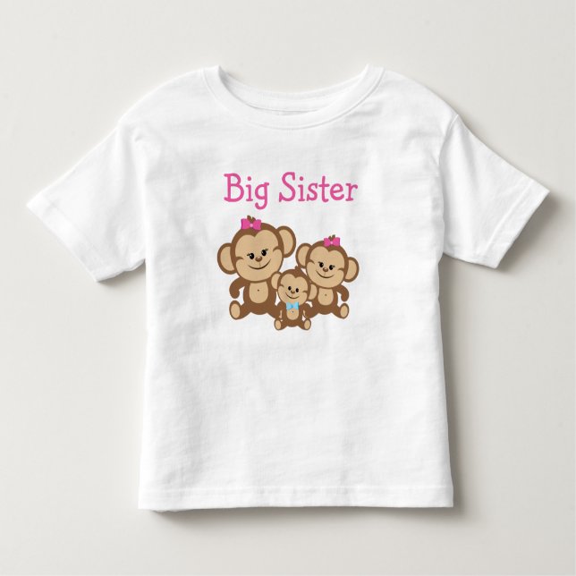T-shirt Pour Les Tous Petits Monkeys Big Sister (Devant)
