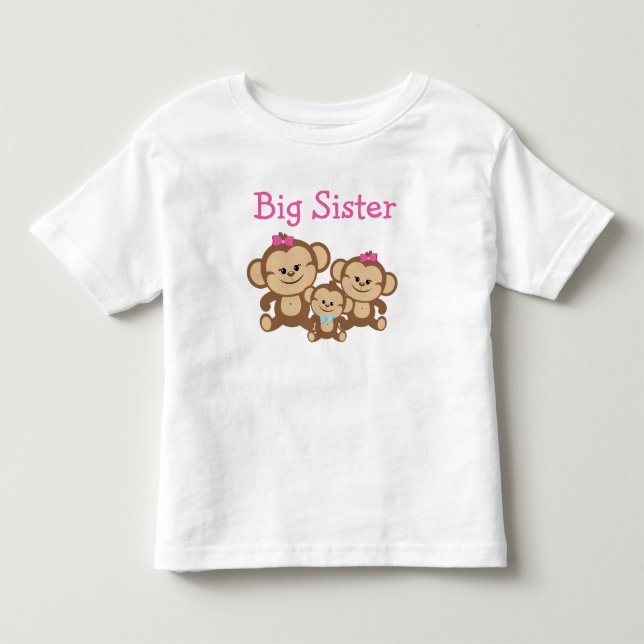 T-shirt Pour Les Tous Petits Monkeys Big Sister (Devant)