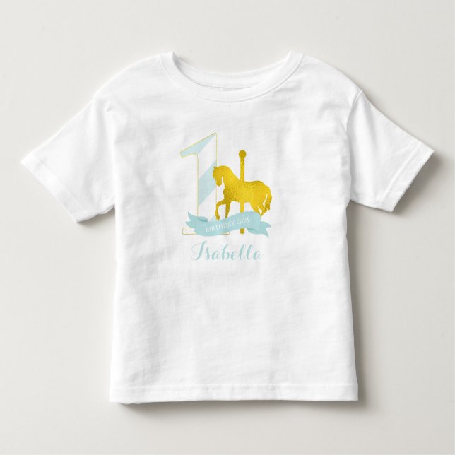 T-shirt Pour Les Tous Petits Monnaie Carrousel Cheval Anniversaire Fille (Devant)