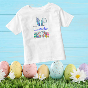 T-shirt Pour Les Tous Petits Monogramme Bleu lapin de Pâques Toddler garçon de
