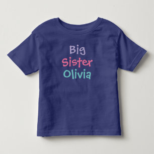 T-shirt Pour Les Tous Petits Monogramme de grande sœur coloré Nom Royal
