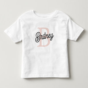T-shirt Pour Les Tous Petits Monogramme et nom personnalisé moderne Pastel Pink