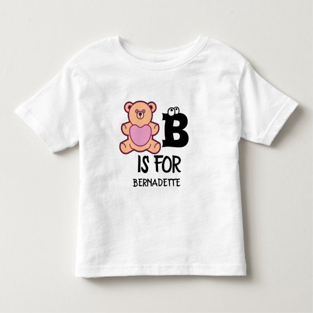 T-shirt Pour Les Tous Petits Monogramme personnalisé B pour ours drôle animal m (Devant)
