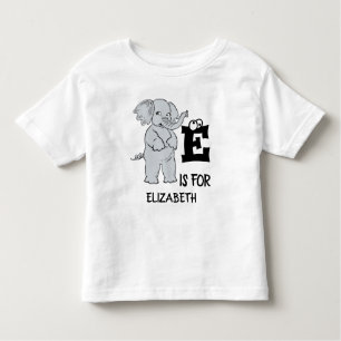 T-shirt Pour Les Tous Petits monogramme personnalisé E est pour éléphant coloré