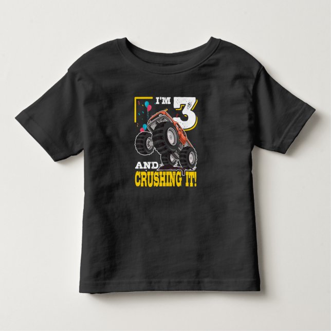 T-shirt Pour Les Tous Petits Monster Truck 3e anniversaire (Devant)