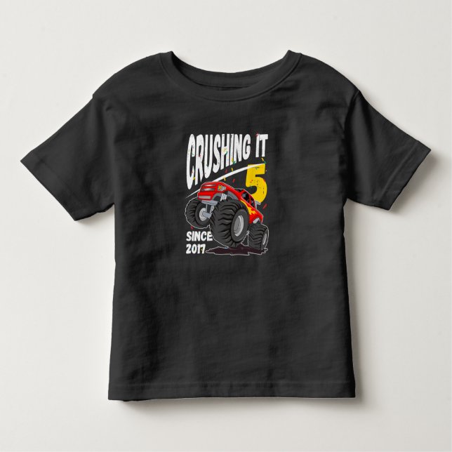 T-shirt Pour Les Tous Petits Monster Truck 5e anniversaire (Devant)