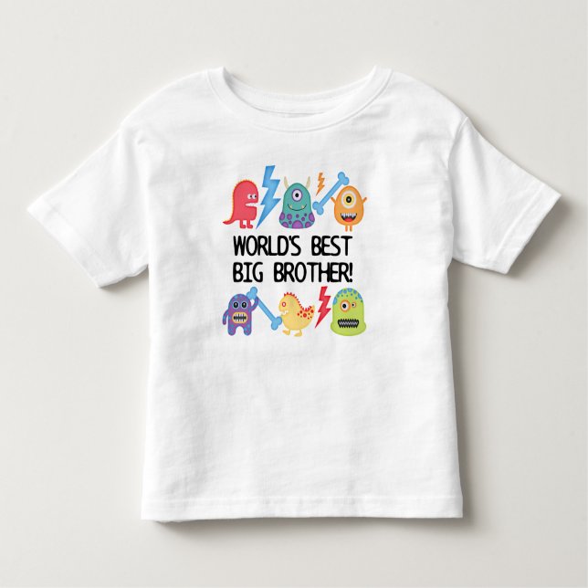 T-shirt Pour Les Tous Petits Monsters World's Best Big Brother (Devant)