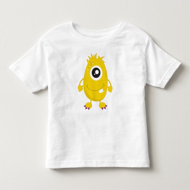 T-shirt Pour Les Tous Petits Monstre Mignonne, Monstre Jaune, Monstre Drôle, Si (Devant)