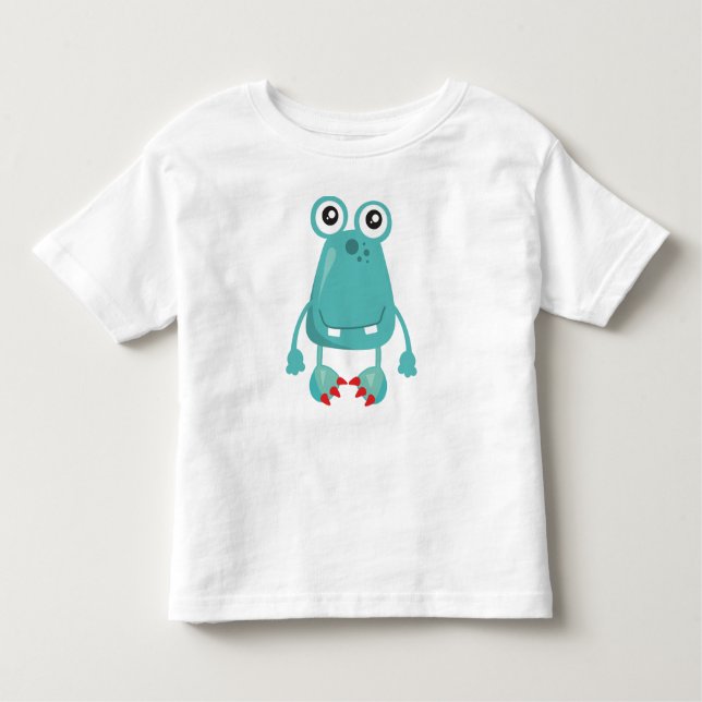 T-shirt Pour Les Tous Petits Monstre, Monstre Bleu, Monstre Amusant, Silencieux (Devant)