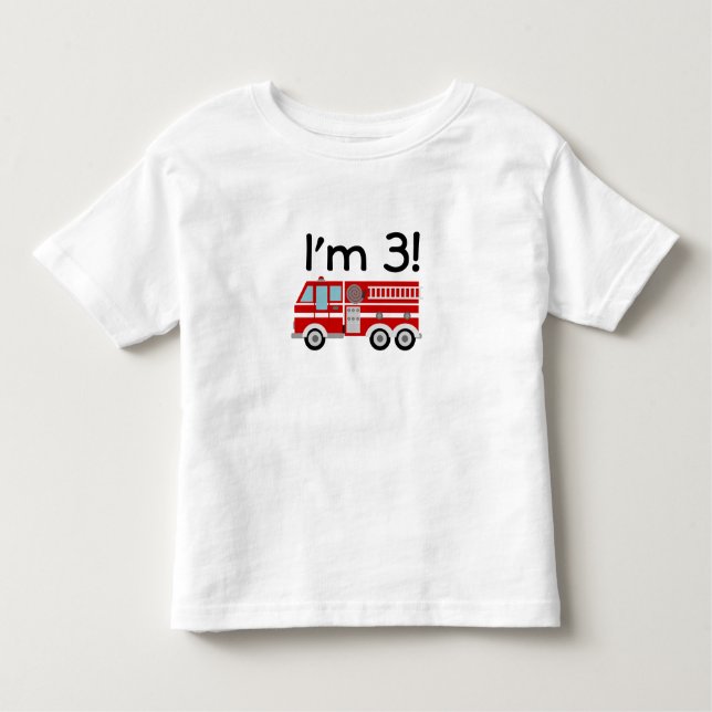T-shirt Pour Les Tous Petits Moteur d'incendie pour le 3e anniversaire (Devant)
