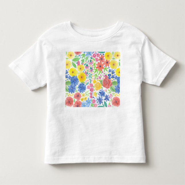 T-shirt Pour Les Tous Petits Motif d'aquarelle florale (Devant)