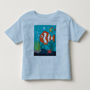 T-shirt Pour Les Tous Petits Motif de vie marine personnalisé Poisson Crabe Alg
