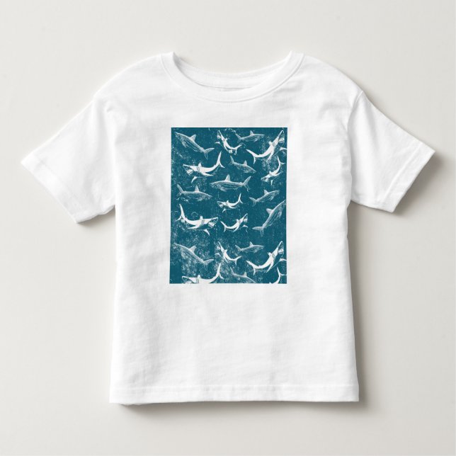 T-shirt Pour Les Tous Petits Motif requin bleu en détresse (Devant)