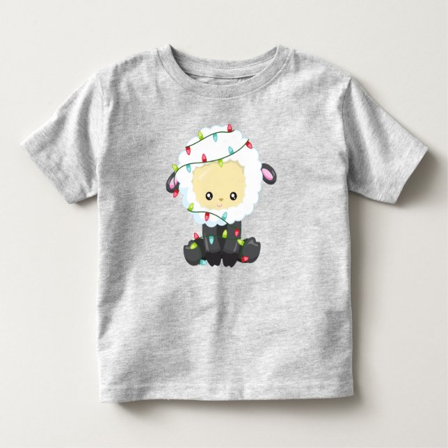 T-shirt Pour Les Tous Petits Moutons de Noël, Lumières de Noël, Mignons Moutons (Devant)