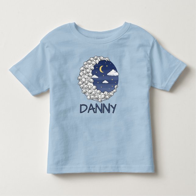T-shirt Pour Les Tous Petits Moutons mignons dans la lune et les nuages (Devant)