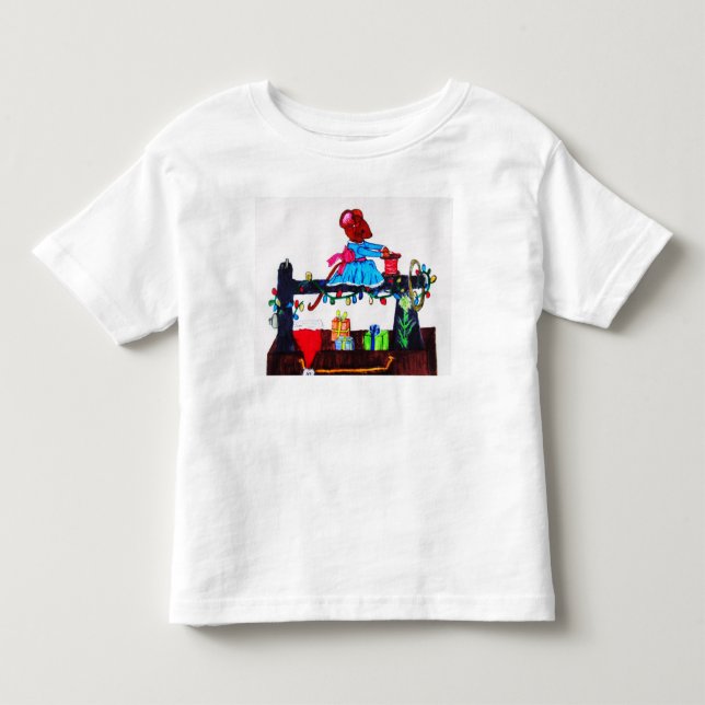 T-SHIRT POUR LES TOUS PETITS MS. LA SOURIS FAIT UN CHAPEAU SANTA (Devant)