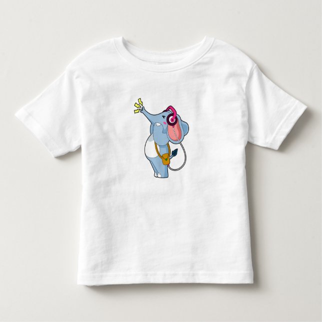 T-shirt Pour Les Tous Petits Musique d'écouteur éléphant (Devant)