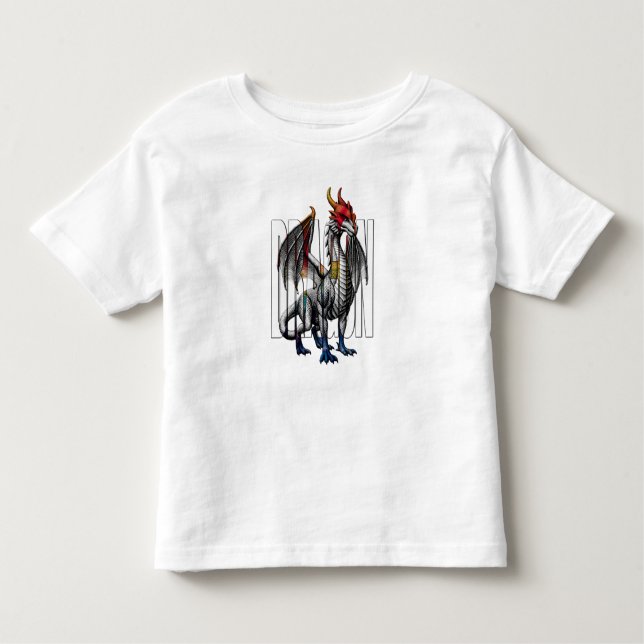 T-shirt Pour Les Tous Petits Mystical Dragon Fantasy Creature Design (Devant)