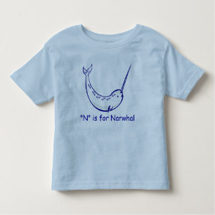 T-shirt Pour Les Tous Petits N est pour Narwhal apprennent à orthographier
