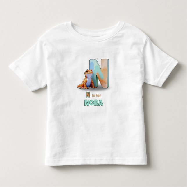 T-shirt Pour Les Tous Petits N is for Nora - Personalized Toddler Tee (Devant)