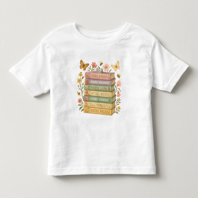 T-shirt Pour Les Tous Petits Nature et livre Lover Botanique Stack (Devant)