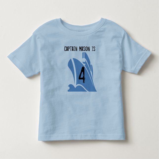 T-shirt Pour Les Tous Petits Navire Capitaine Personnalisable 4e Anniversaire T (Devant)