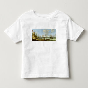 T-shirt Pour Les Tous Petits Navires de guerre néerlandais dans un estuaire