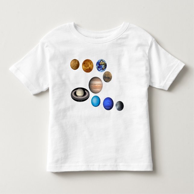 T-shirt Pour Les Tous Petits Neuf planètes dans le système solaire. Mercure, Vé (Devant)