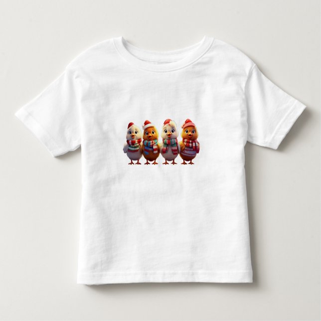 T-shirt Pour Les Tous Petits Noël au poulet (Devant)