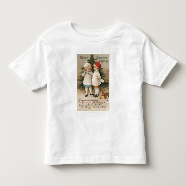 T-shirt Pour Les Tous Petits Noël chaleureux GreetingKids par un arbre (Devant)