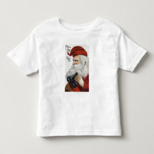 T-shirt Pour Les Tous Petits Noël GreetingSanta avec des jumelles