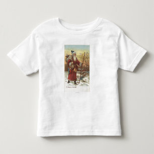 T-shirt Pour Les Tous Petits Noël GreetingSanta avec le bâton de marche