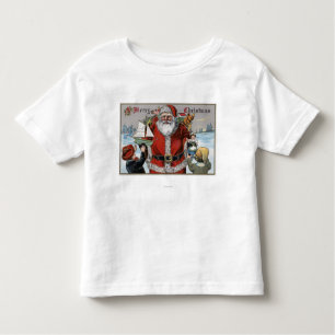 T-shirt Pour Les Tous Petits Noël GreetingSanta donnant des cadeaux