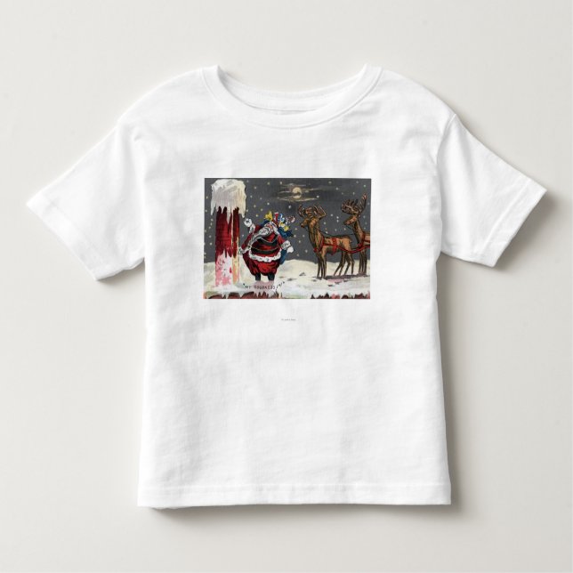 T-shirt Pour Les Tous Petits Noël GreetingSanta et cheminée (Devant)