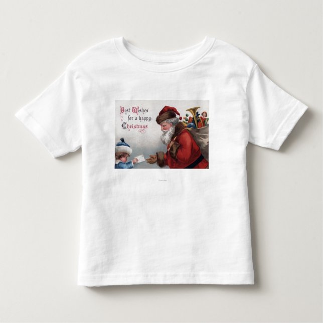 T-shirt Pour Les Tous Petits Noël GreetingSanta recevant la lettre (Devant)