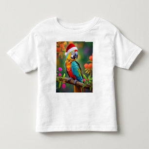 T-shirt Pour Les Tous Petits Noël Macaw Portant Un Chapeau De Père Noël-56485 C