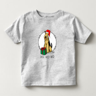 T-shirt Pour Les Tous Petits Noël Père Noël Airedale Terrier HO HO Cher