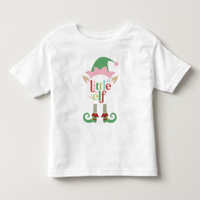 T-shirt Pour Les Tous Petits Noël Retro Pastel | Petit Elfe (Devant)