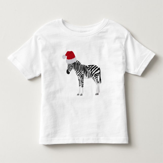 T-shirt Pour Les Tous Petits Noël Zebra Funny Animal avec Santa Hat (Devant)