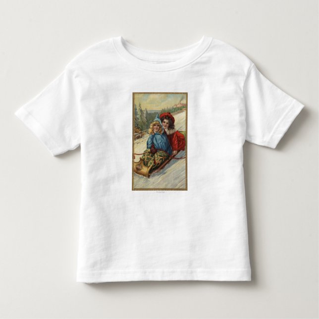 T-shirt Pour Les Tous Petits NoëlDeux Petites Filles Dormir (Devant)