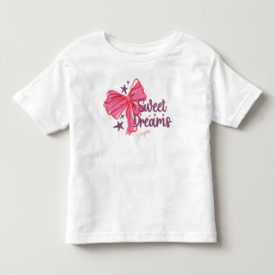T-shirt Pour Les Tous Petits Nœud rose « Doux Rêves » Typographie Pailletée