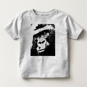 T-shirt Pour Les Tous Petits Noir et blanc Pop Art Visage de Gorilla
