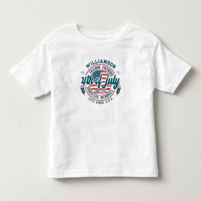 T-shirt Pour Les Tous Petits Nom de famille personnalisé Ville État emplacement (Devant)