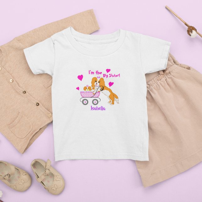 T-shirt Pour Les Tous Petits Nom de grande sœur Cavalier King Charles Spaniel (Créateur téléchargé)