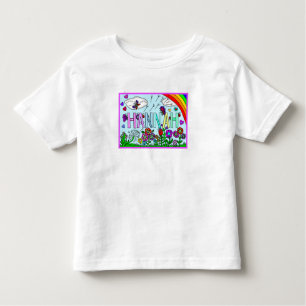 T-shirt Pour Les Tous Petits Nom de la fille Hannah Whimsical Flowers, Rainbow