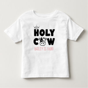 T-shirt Pour Les Tous Petits Nom de la vache et âge Anniversaire Filles mignonn
