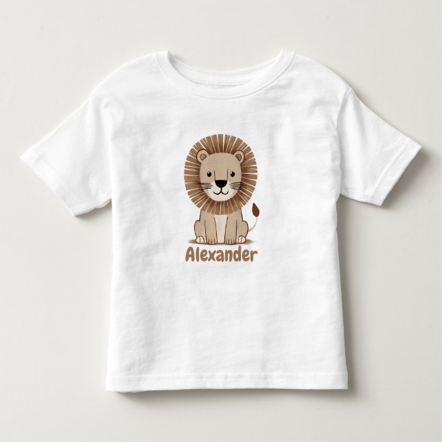 T-shirt Pour Les Tous Petits Nom des enfants Lion mignon personnalisable (Devant)